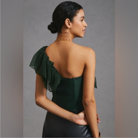 Maeve anthropologie One-Shoulder Green Top- small - Picture 2 of 4